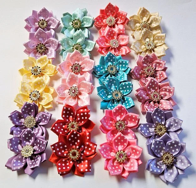 Swiss Dot Flower Bows — Jenn's Bowtique